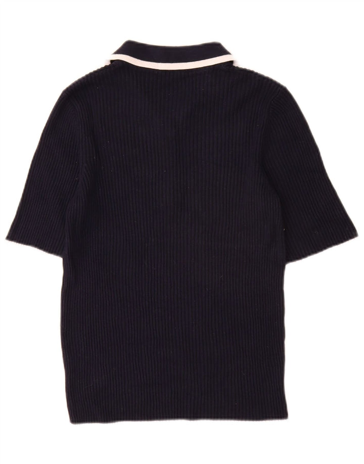 Maglione maglione collo alto da donna Marks & Spencer UK 14 blu navy medio