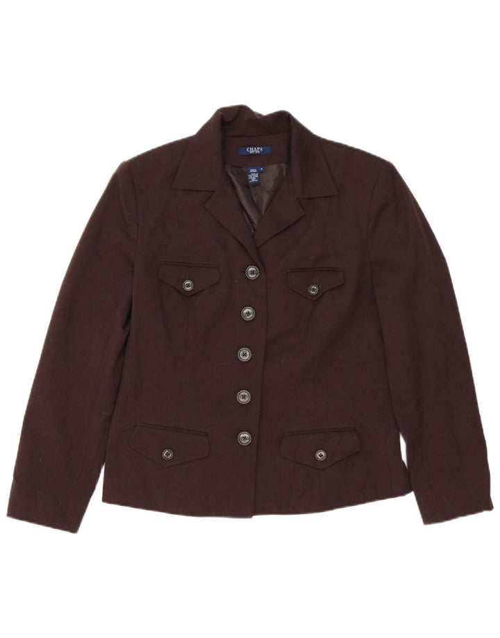 Giacca blazer a 5 bottoni da donna Chaps US 10 grande poliestere marrone