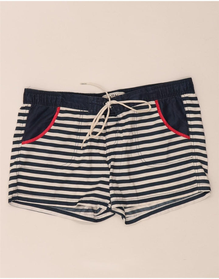 Pantaloncini da bagno da donna Fat Face UK 14 Grande poliestere a righe blu navy