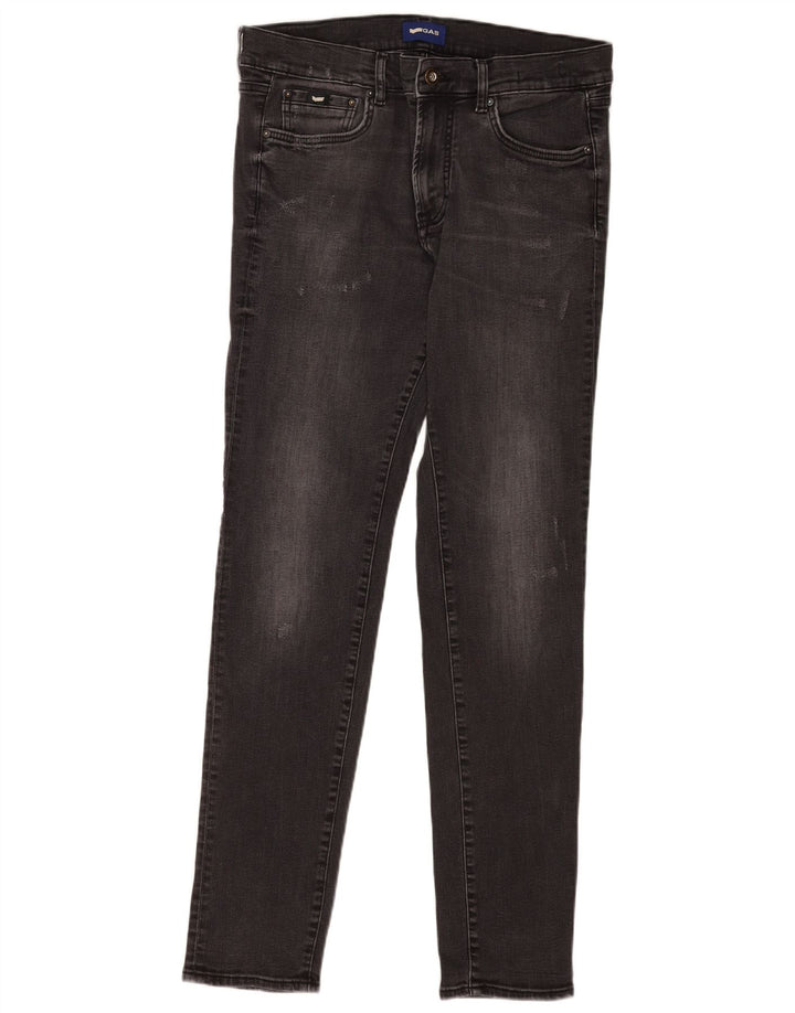 Jeans slim effetto consumato da uomo Gas W33 L34 cotone nero