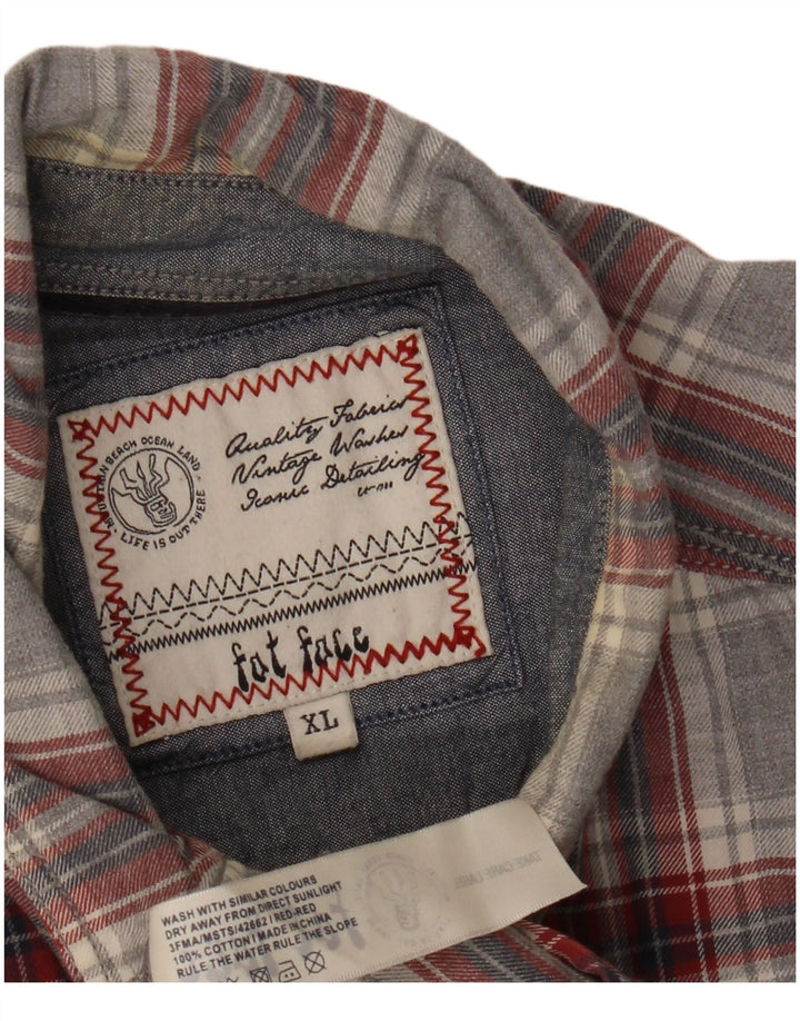 Camicia in flanella da uomo Fat Face XL in cotone a quadri grigi