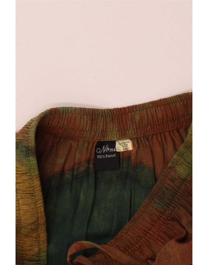 Pantaloni Harem vintage da donna grandi W34 L27 in cotone tie-dye multicolore