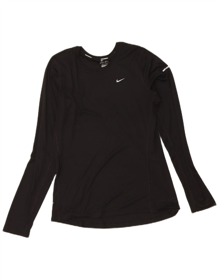 Top Nike Dri Fit da donna a maniche lunghe UK 14 medio nero