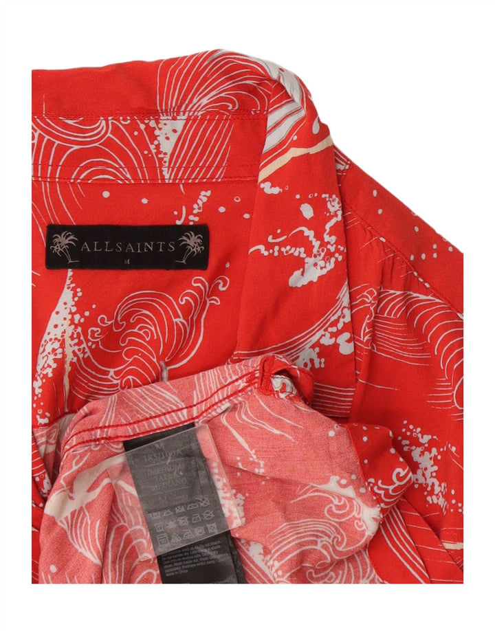 Camicia a maniche corte da uomo con motivo astratto All Saints Rosso medio hawaiano