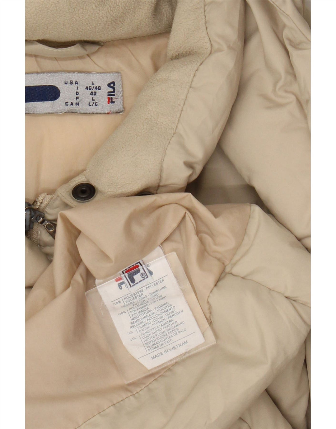Cappotto imbottito con cappuccio da donna Fila UK 16 Large Beige Poliestere