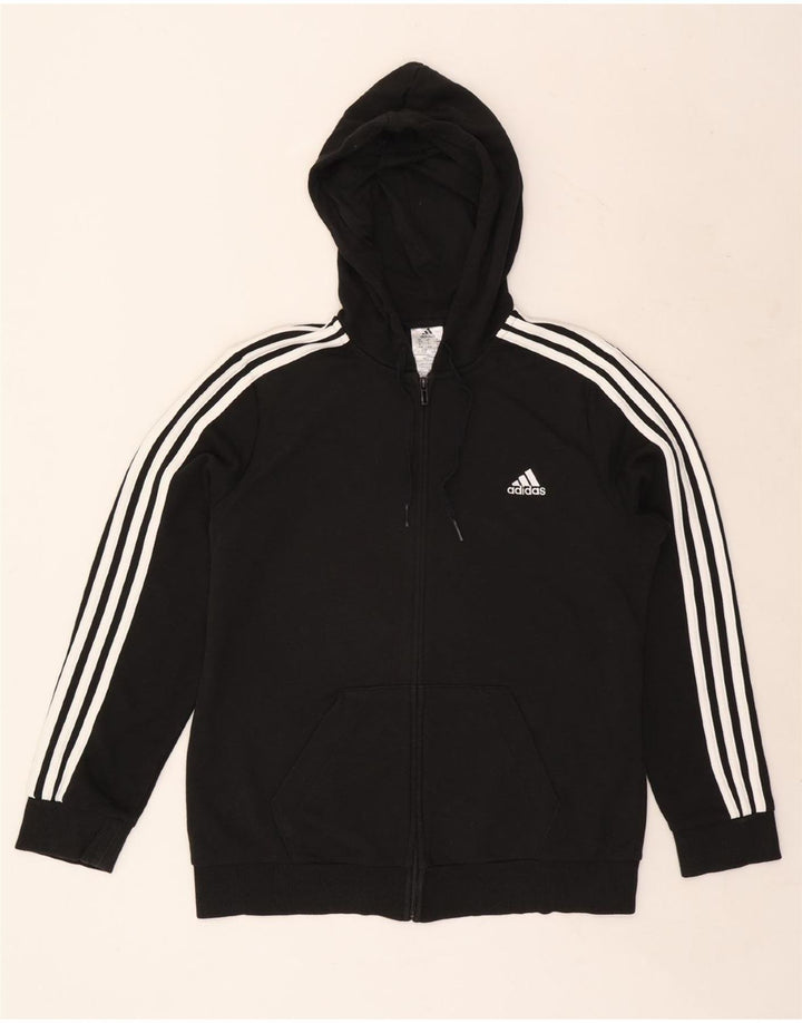 Felpa con cappuccio e zip da donna ADIDAS UK 16/18 grande cotone nero