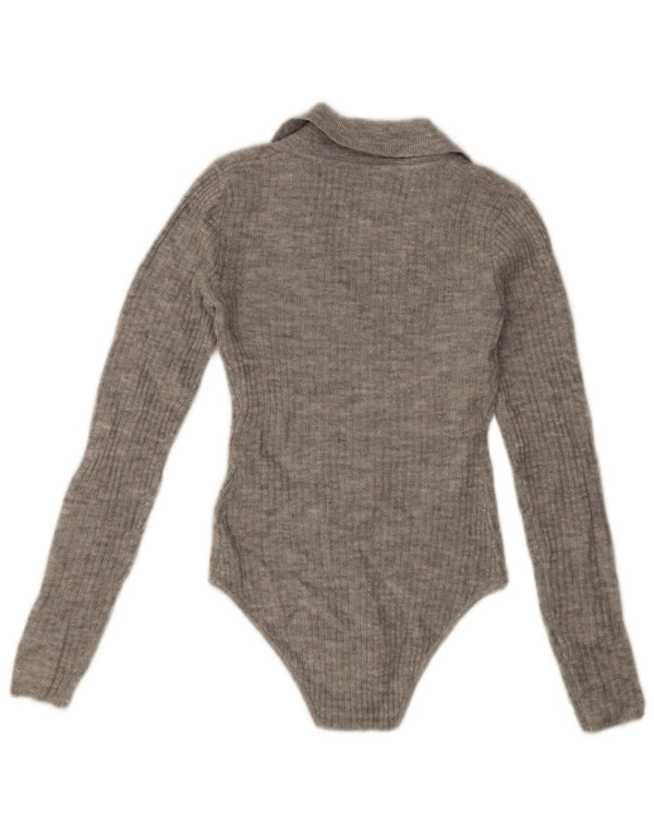 Body a maniche lunghe da donna Jack Wills UK 8 piccolo acrilico grigio