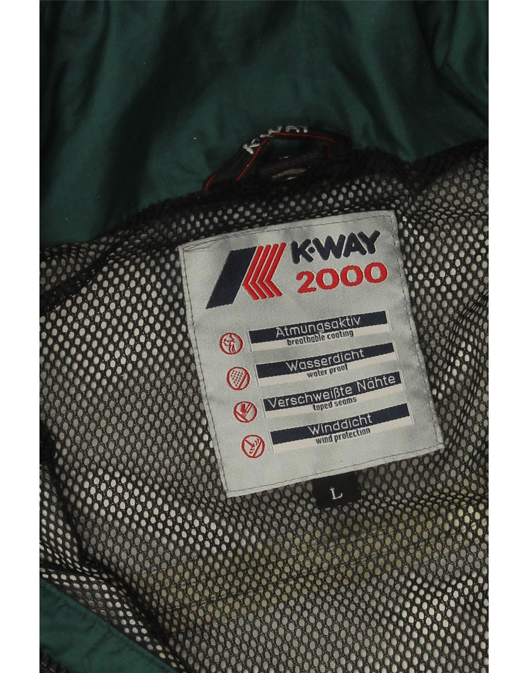 Giacca antipioggia da uomo K-Way Loose Fit UK 40 Large Verde Poliammide