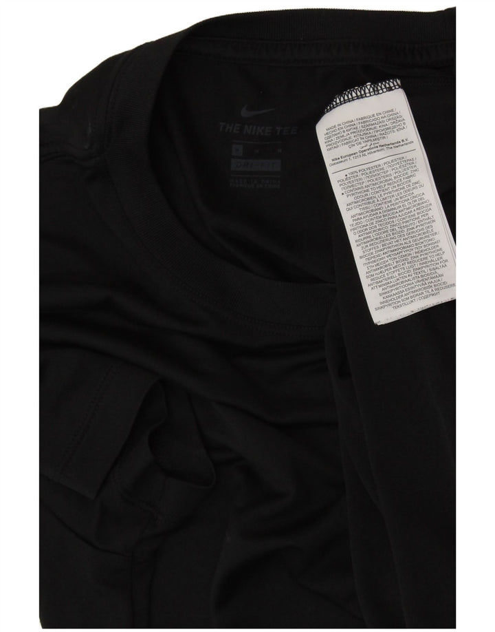 NIKE T-shirt grafica Dri Fit da donna Top UK 14 Medium Nero Poliestere