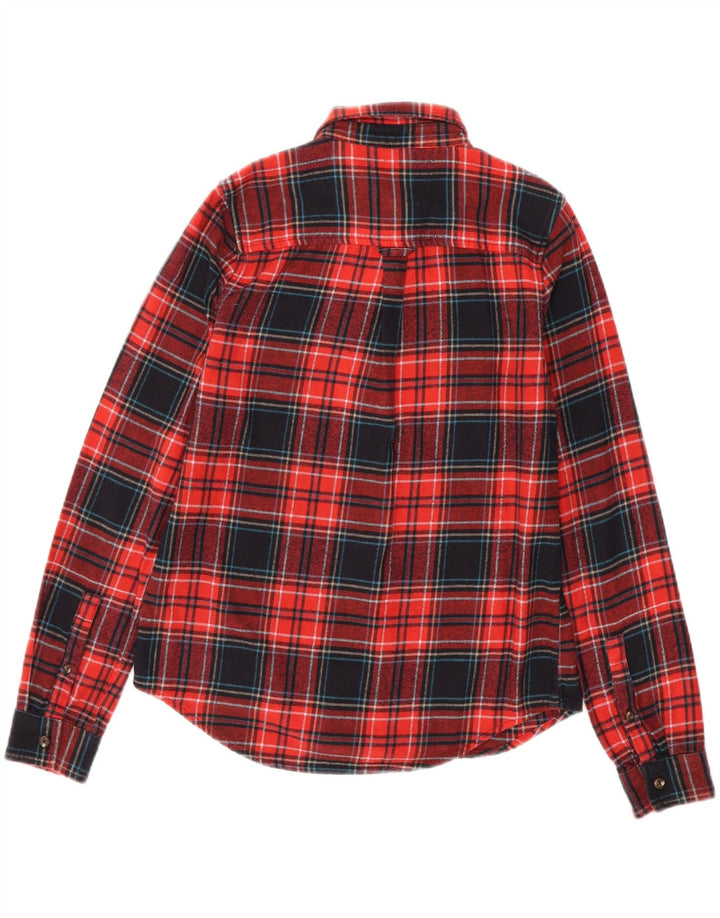 Camicia in flanella da donna SUPERDRY UK 8 piccolo cotone a quadri rossi