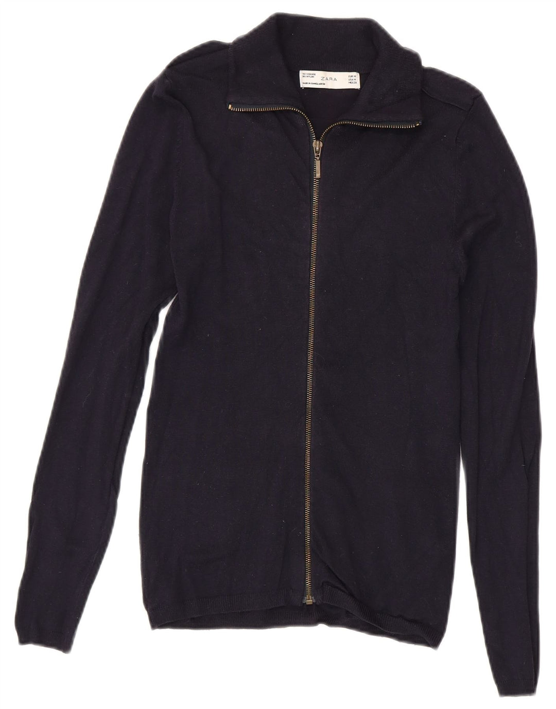 Maglione Zara da donna con collo con zip, UK 12, viscosa blu navy medio