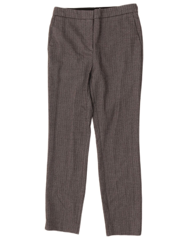 Pantaloni da abito slim da donna Zara piccoli W26 L26 grigi a spina di pesce