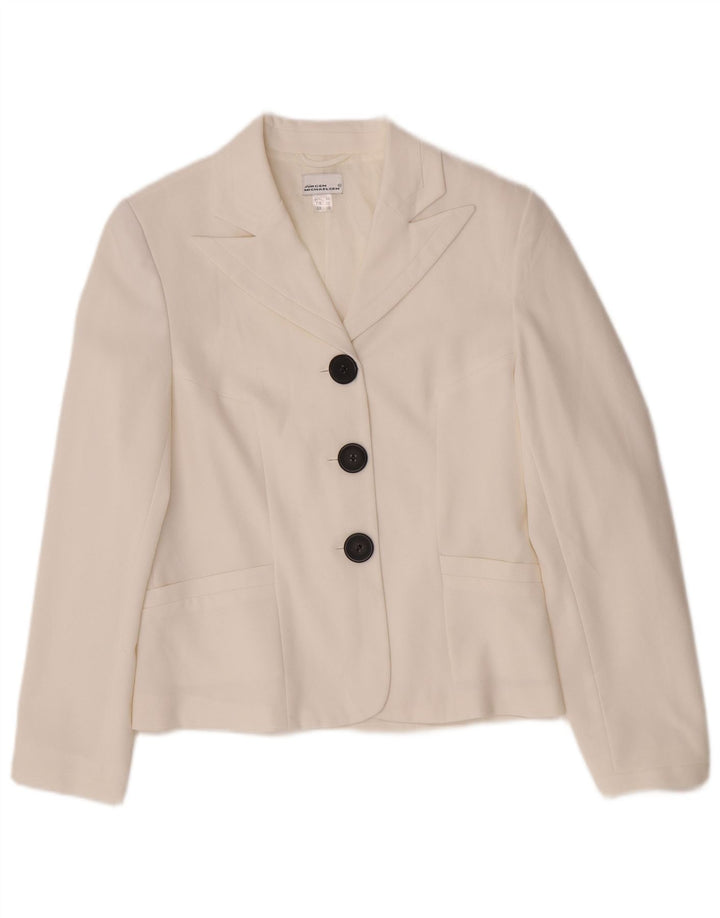 Giacca blazer a 3 bottoni da donna Jurgen Michaelsen UK 10 piccola poliestere bianco