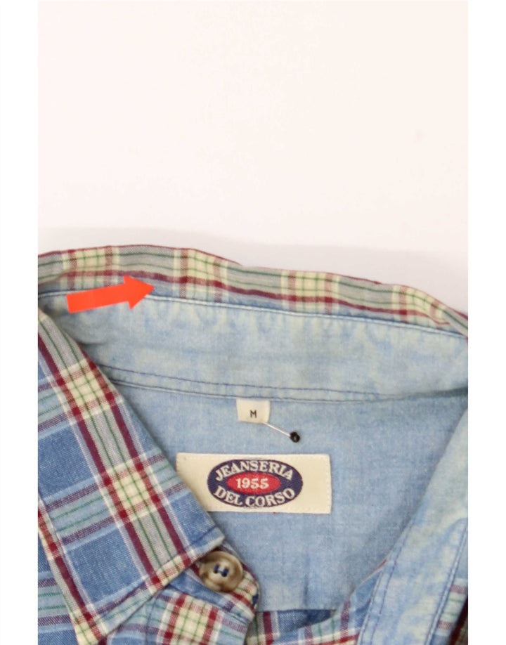 Jeanseria Del Corso Camicia in flanella da uomo a quadri blu medio