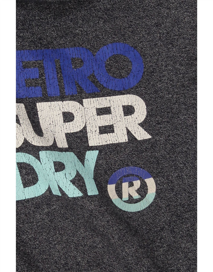 Maglione con cappuccio e zip grafica da uomo SUPERDRY in cotone blu navy medio