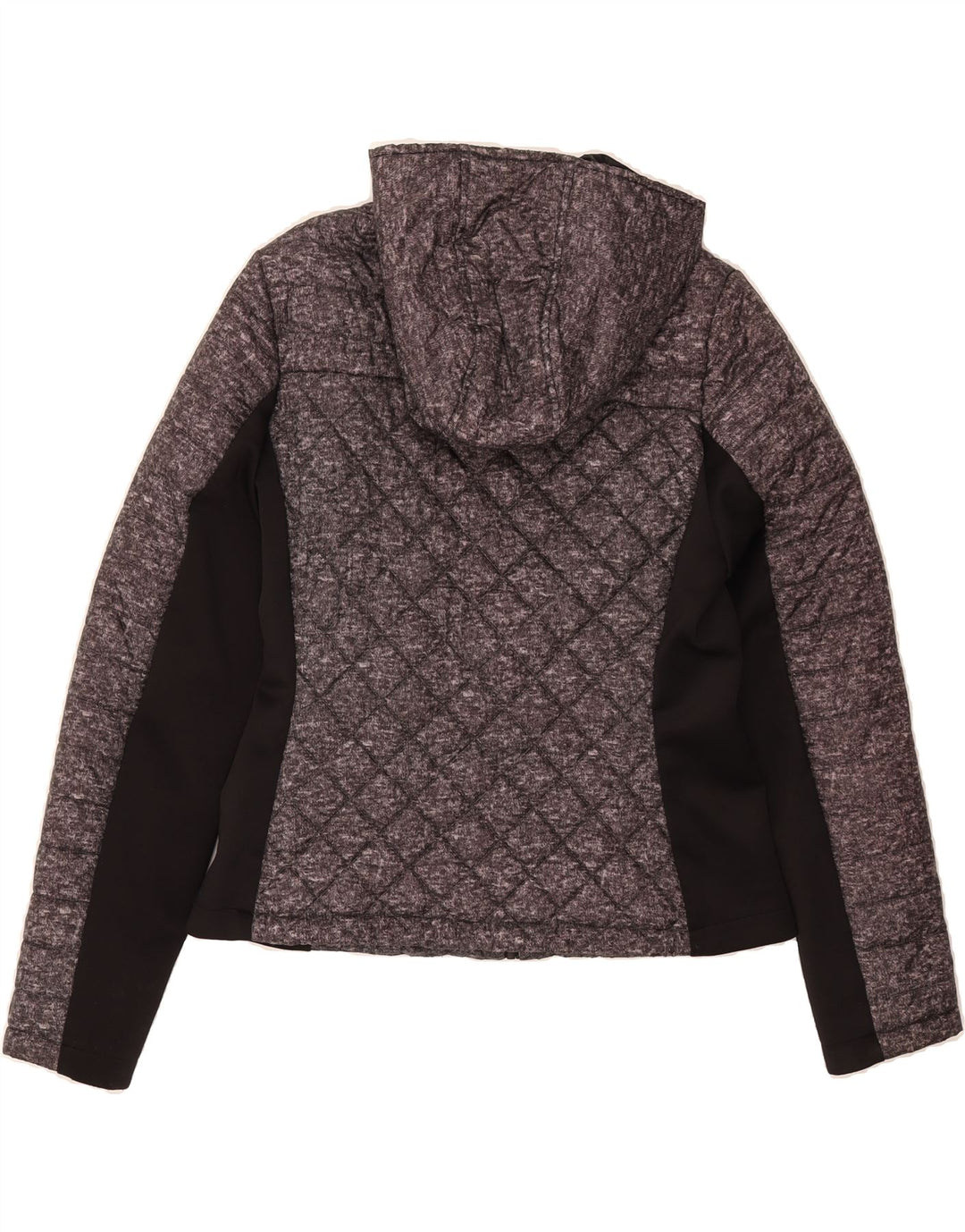 GUESS Womens Hooded Padded Jacket UK 14 Large Grey Colourblock Acrylic Vintage Guess and Second-Hand Guess from Messina Hembry 