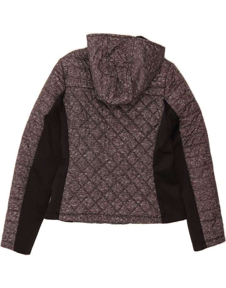 GUESS Womens Hooded Padded Jacket UK 14 Large Grey Colourblock Acrylic Vintage Guess and Second-Hand Guess from Messina Hembry 