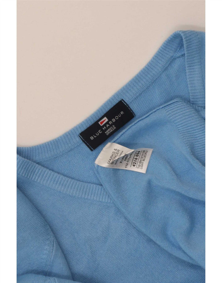 Maglione maglione con scollo a V blu Harbour da uomo Marks & Spencer XL acrilico