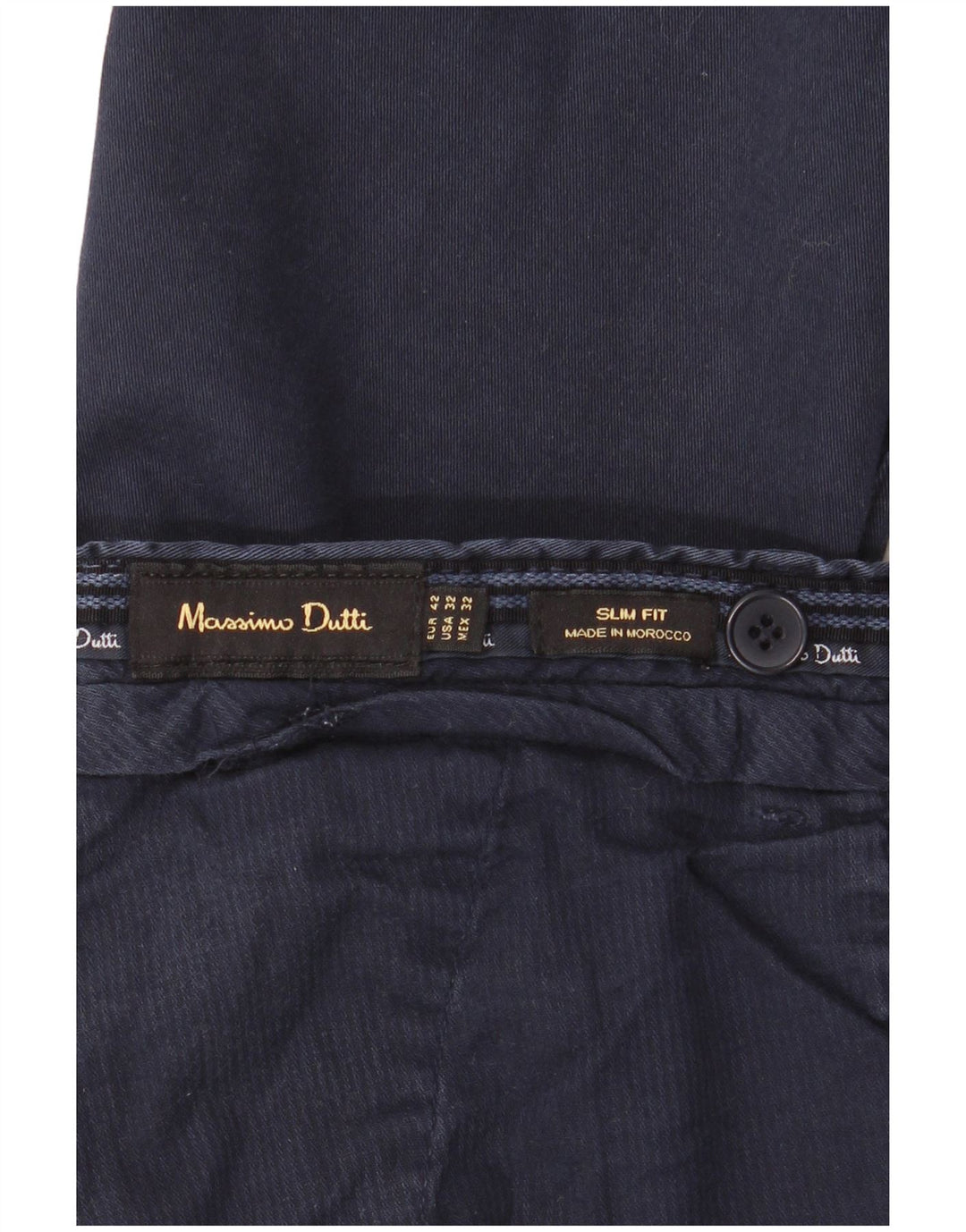 MASSIMO DUTTI Pantaloni chino slim fit da uomo EU 42 Large W32 L34 Blu navy