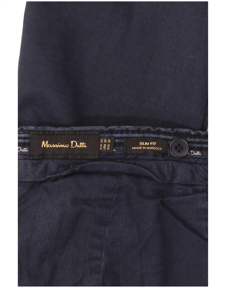 MASSIMO DUTTI Pantaloni chino slim fit da uomo EU 42 Large W32 L34 Blu navy