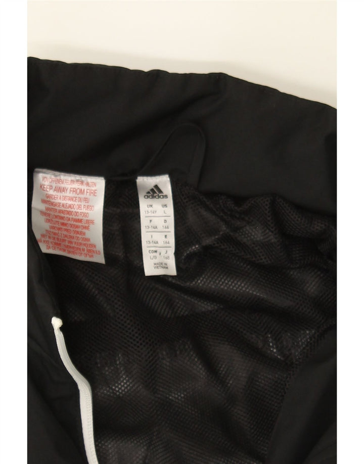 ADIDAS Boys Tracksuit Top Jacket 13-14 Years Black Polyester Vintage Adidas and Second-Hand Adidas from Messina Hembry 