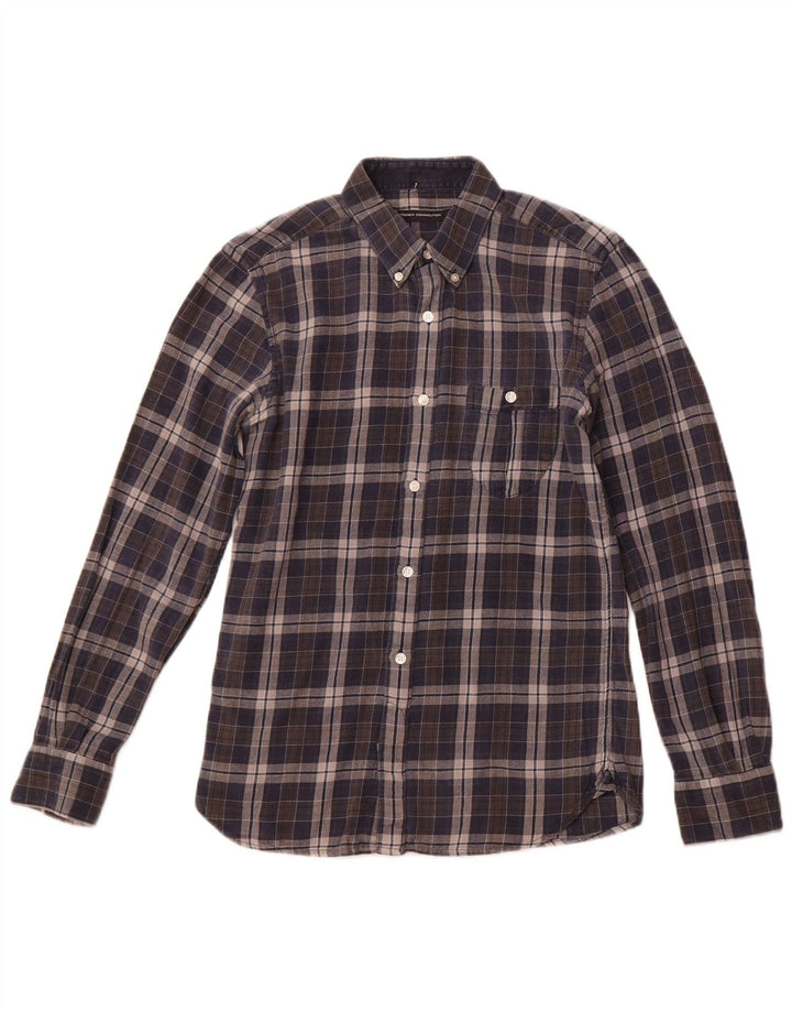 Camicia da uomo in flanella French Connection XS in cotone a quadri blu navy