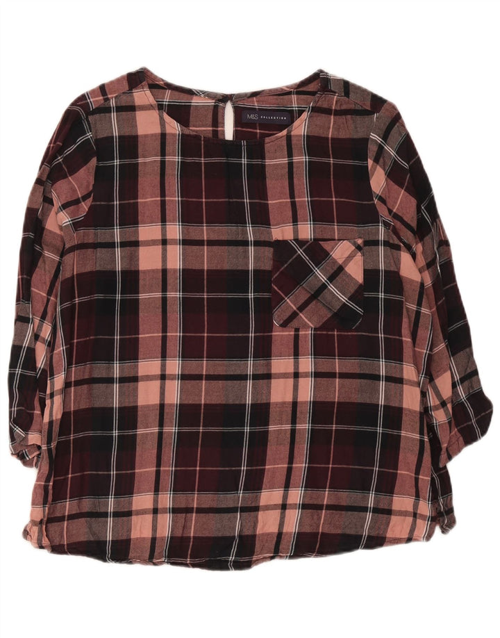 Marks & Spencer Camicetta con maniche a 3/4 da donna UK 16 Grande plaid viola