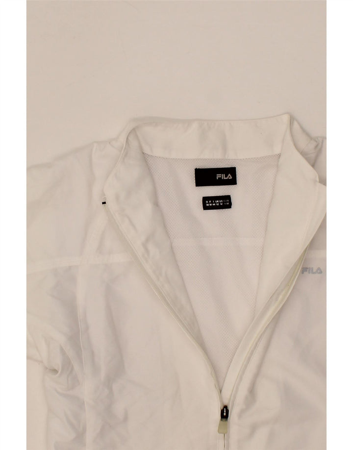 FILA Womens Tracksuit Top Jacket UK 12 Medium White Polyester Vintage Fila and Second-Hand Fila from Messina Hembry 