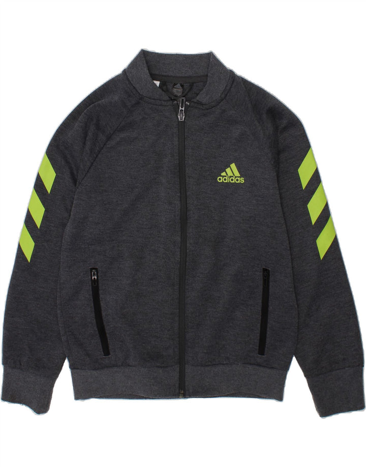 ADIDAS Boys Tracksuit Top Jacket 7-8 Years Grey Cotton Vintage Adidas and Second-Hand Adidas from Messina Hembry 