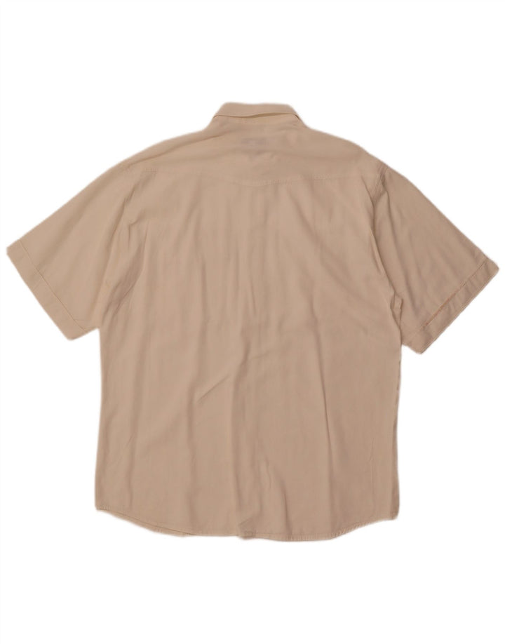 Camicia da uomo a maniche corte Stefanel in cotone bianco medio