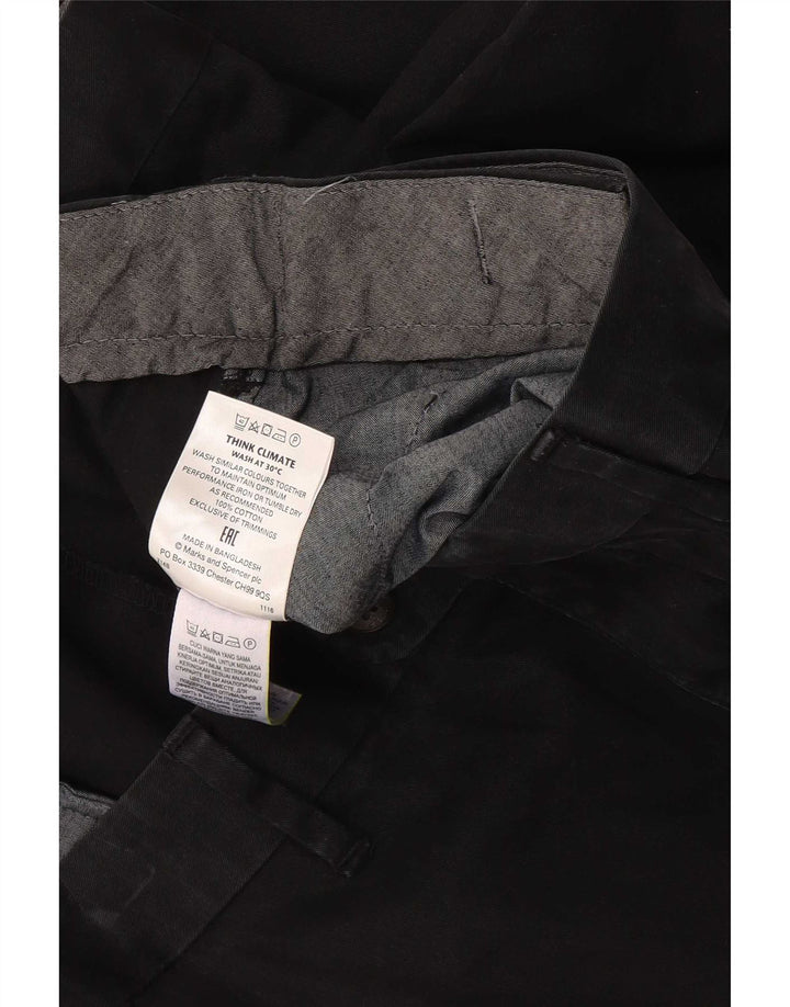 Pantaloncini chino vestibilità regolare da uomo Marks & Spencer W48 4XL cotone nero