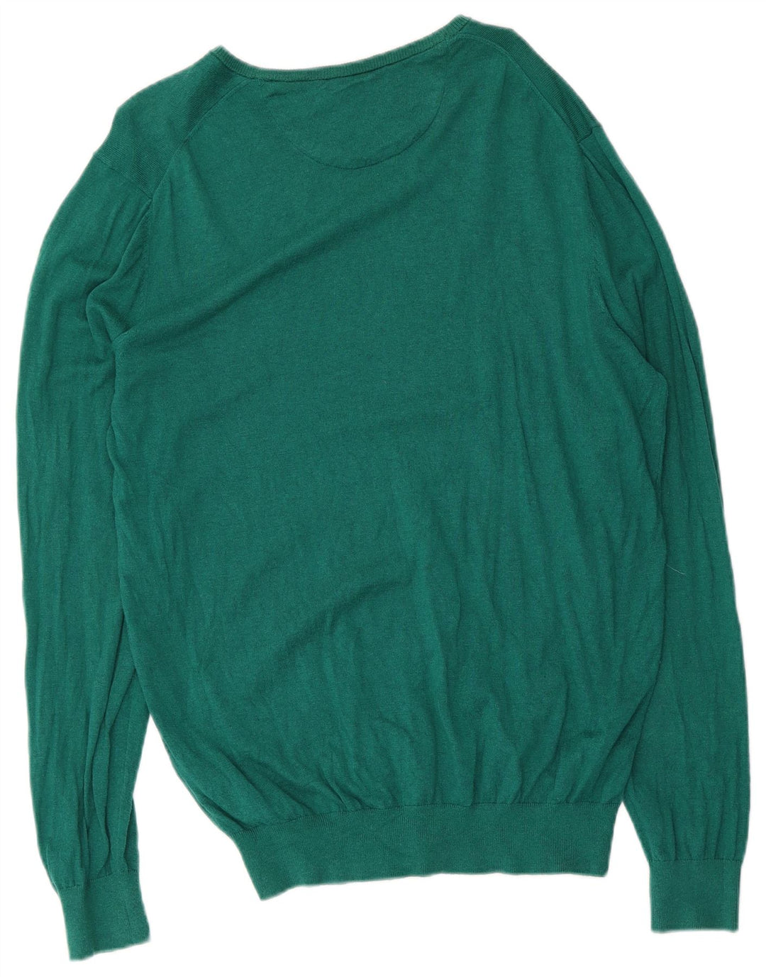 Massimo Dutti Maglione da uomo con scollo a V grande cotone verde