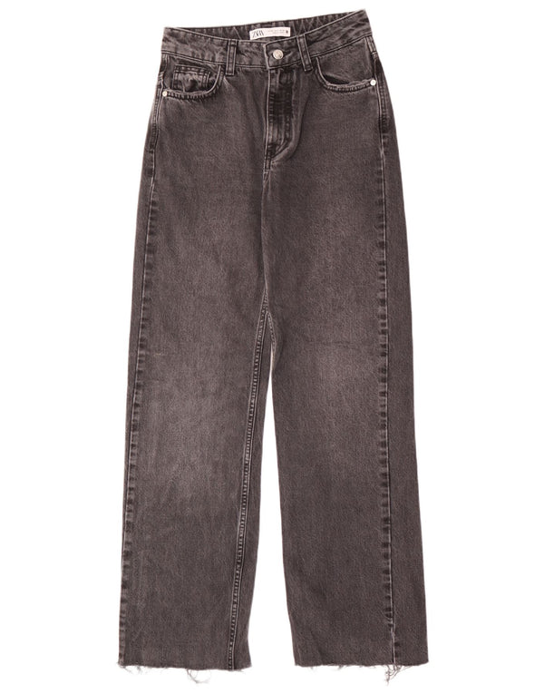 Jeans Zara da donna a gamba larga a vita alta EU 34 2XS W24 L30 cotone nero