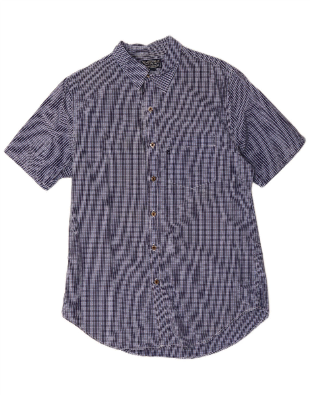 Camicia a maniche corte da uomo Ralph Lauren in cotone a quadri blu medio