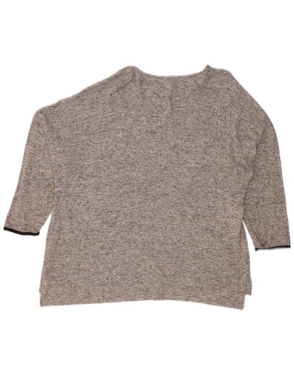 Top Zara da donna oversize con maniche a 3/4 UK 16 grande grigio screziato