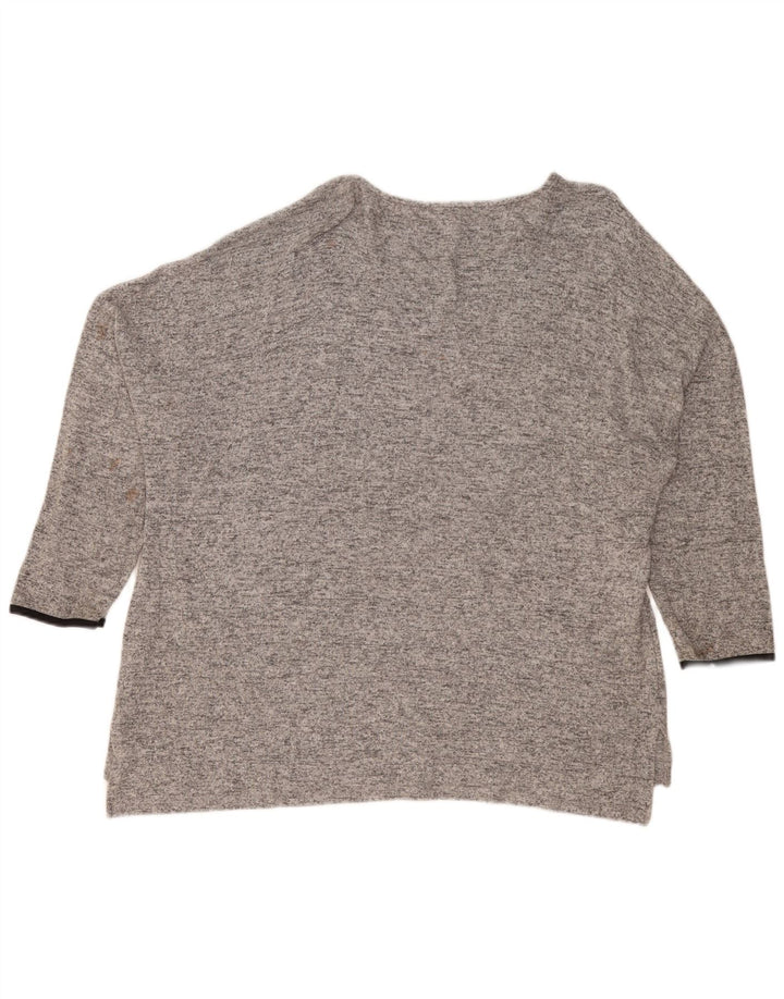 Top Zara da donna oversize con maniche a 3/4 UK 16 grande grigio screziato