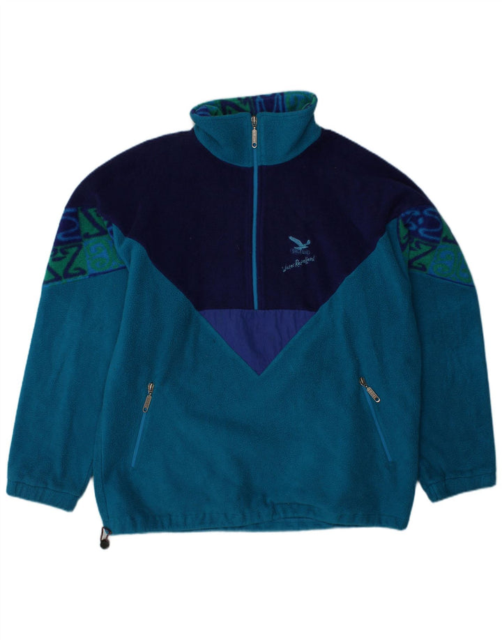 SALEWA Maglione in pile da uomo Polartec con zip e collo XL in poliestere color block blu
