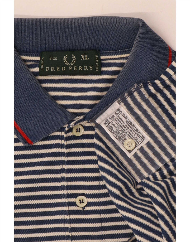 Polo da uomo Fred Perry XL in cotone a righe blu navy