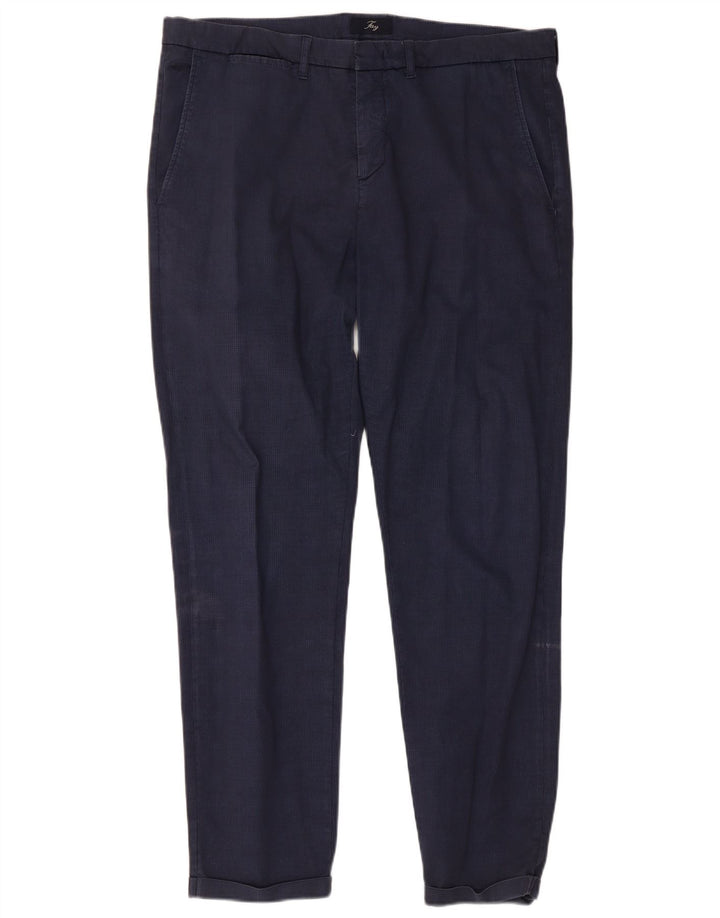Pantaloni chino slim da uomo Fay W38 L30 blu navy a quadri