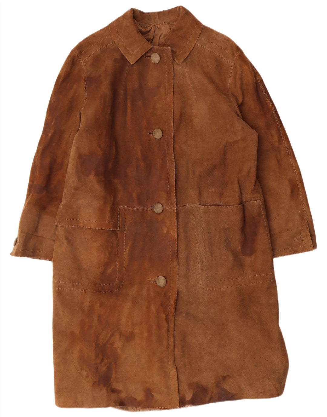 STRONG & FISHER LTD Soprabito vintage in pelle scamosciata da donna UK 18 XL Marrone classico