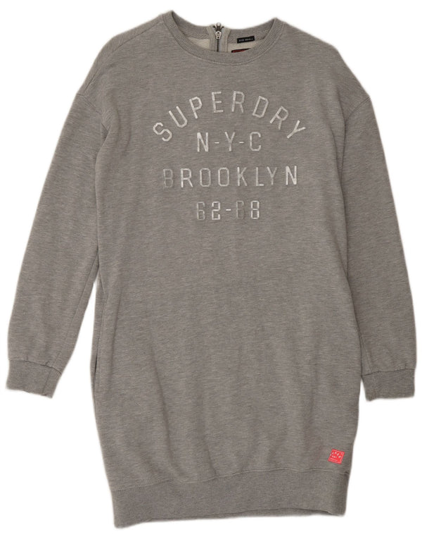 Abito maglione in felpa con grafica oversize da donna SUPERDRY UK 10 piccolo grigio