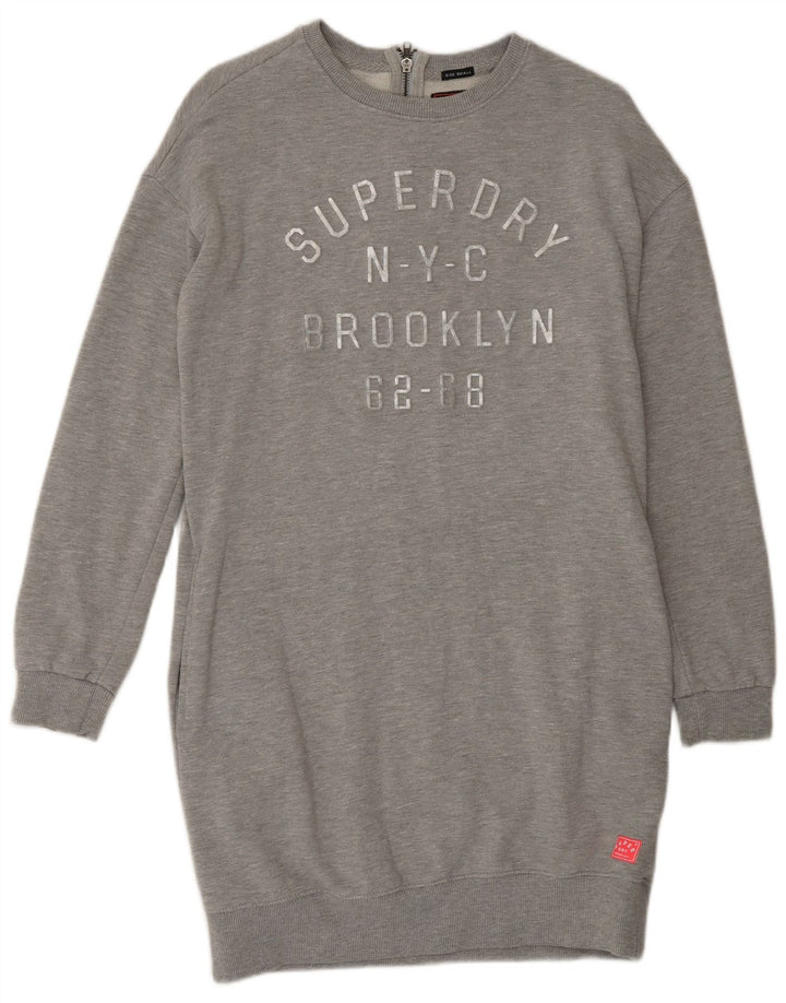 Abito maglione in felpa con grafica oversize da donna SUPERDRY UK 10 piccolo grigio