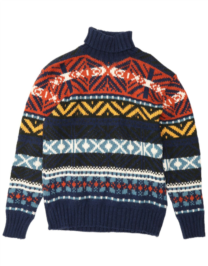 Maglione ZARA da uomo con collo alto e maglione XL blu navy in acrilico Fair Isle