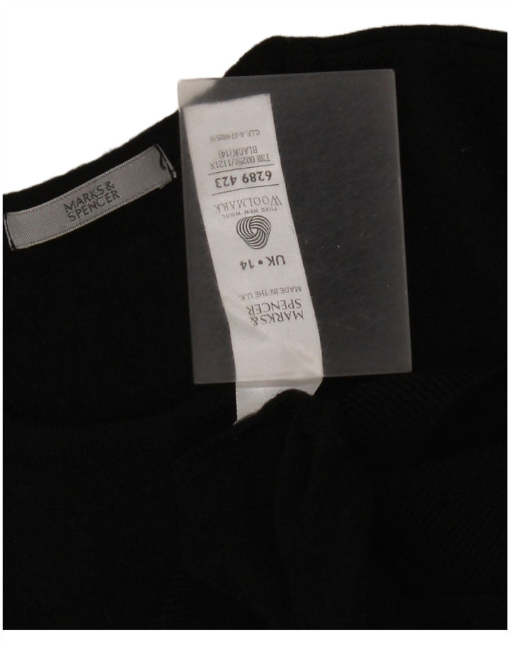 Maglione maglione girocollo da donna Marks & Spencer UK 14 Large Black New Wool