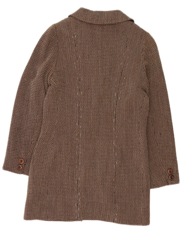 Giacca blazer a 5 bottoni lunga da donna Mariella Burani UK 16 grande marrone