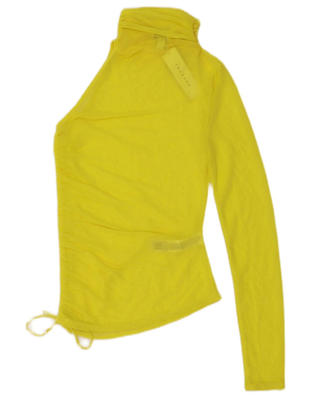 Topshop Top da donna monospalla trasparente UK 4/6 XS poliestere giallo