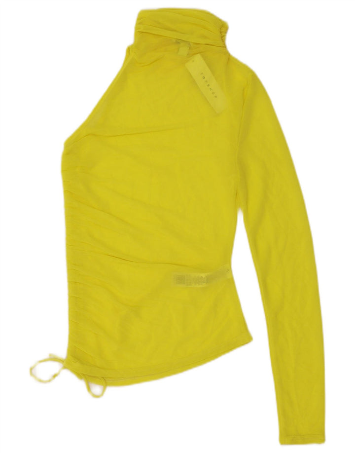 Topshop Top da donna monospalla trasparente UK 4/6 XS poliestere giallo