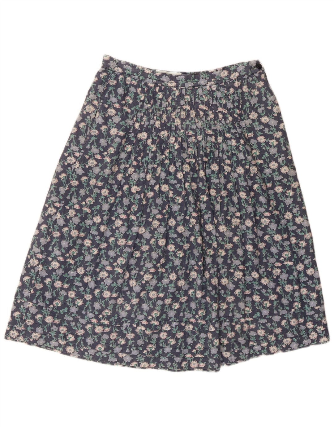 Gonna a trapezio da donna vintage W28 floreale blu medio