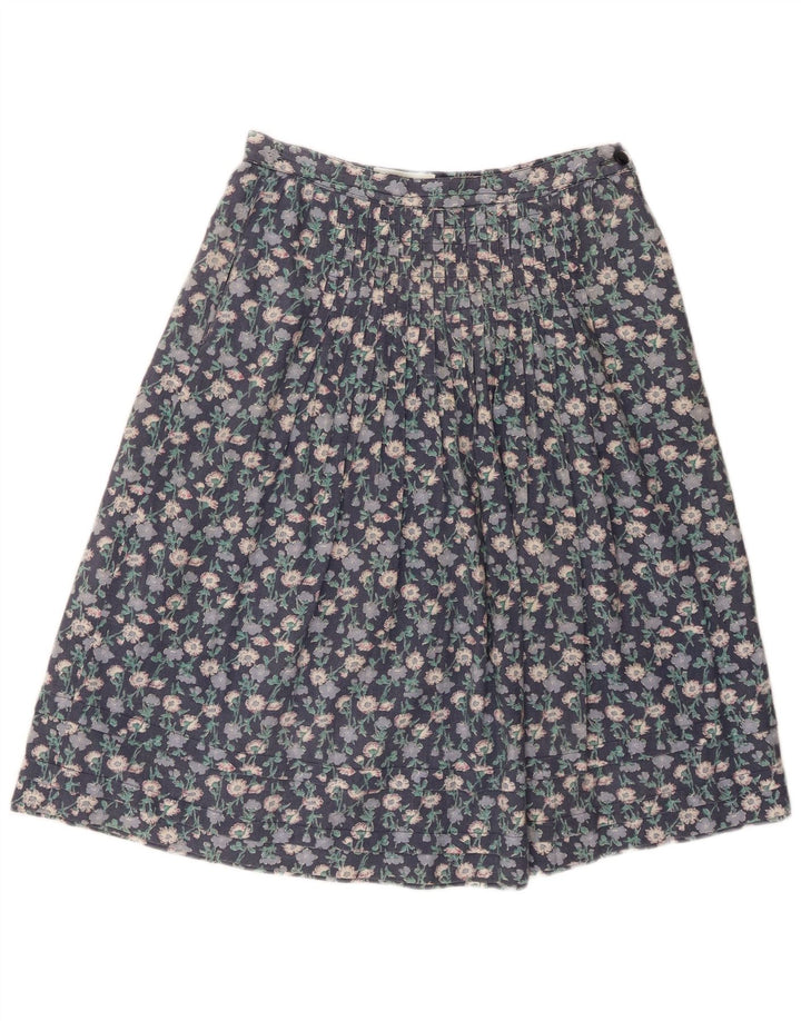 Gonna a trapezio da donna vintage W28 floreale blu medio