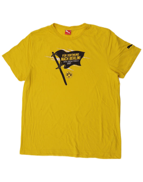 Puma Uomo BVB Dortmund T-shirt grafica Top 2XL Cotone giallo